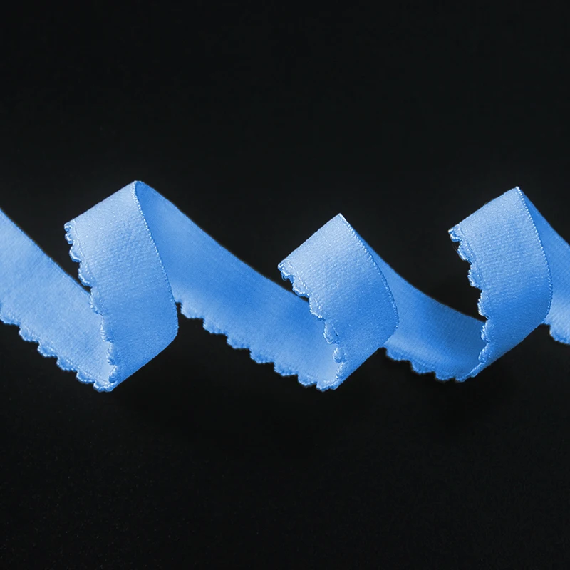 OEM Order Factory Guangdong  Blushed Picot Elastic Band 12mm Width Blue Webbing Strap Custom Color Plush Elastic Underwear