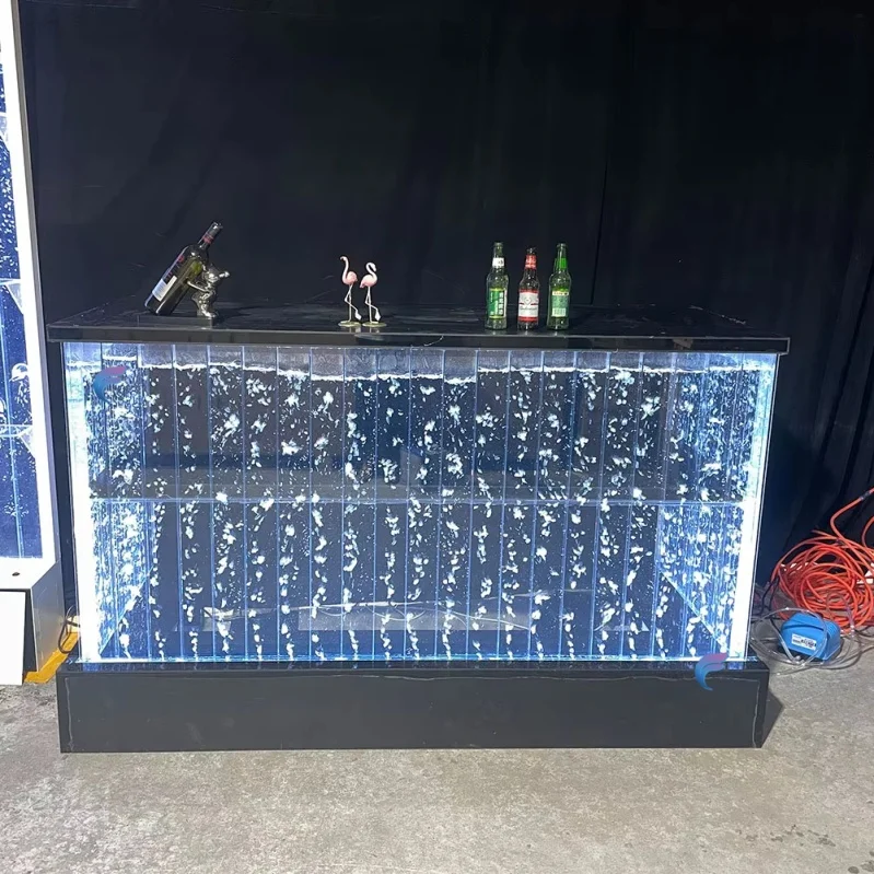 Front Desk Glow Furniture Acrylic Table Top LED Multi-color Bar Table Plastic RGB LED Light Modern Commercial Furniture