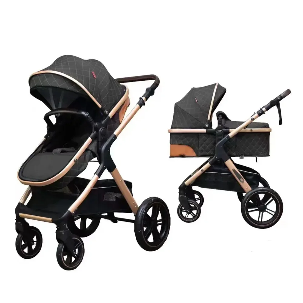 china factory 0-36 months double cotton layer pu leather handle travel system 2 in 1 stroller push chair buggy pram for winter
