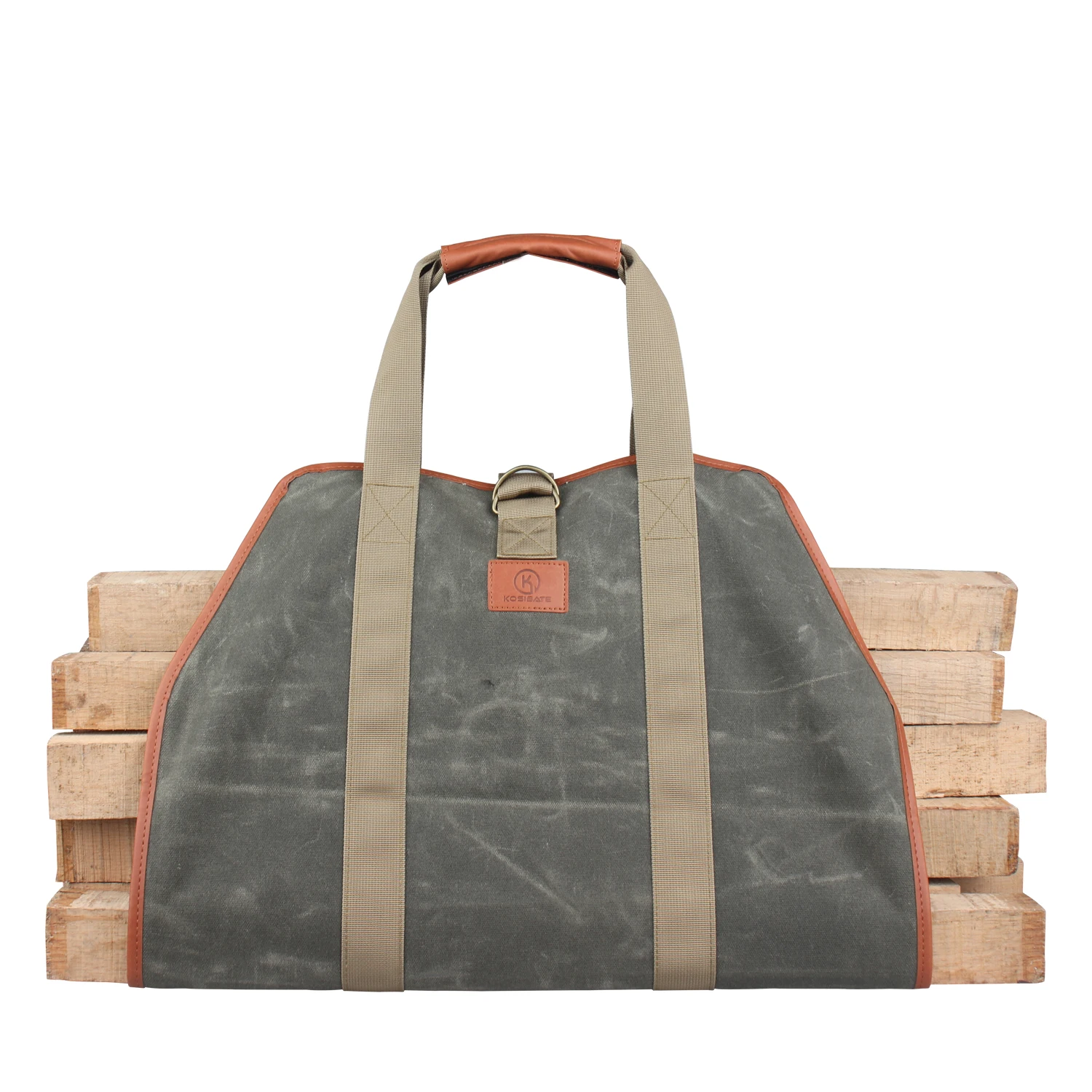 
New Design Fireplace Accessories Holder Waxed Canvas Firewood Tote Bags 
