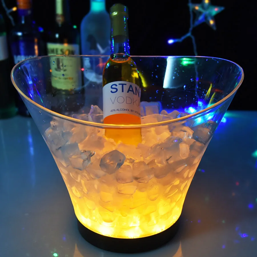 OEM Champagne custom logo Beer Wine Bottles Frozen clear rechargeable luxury wholesale colorful Led Ice Bucket