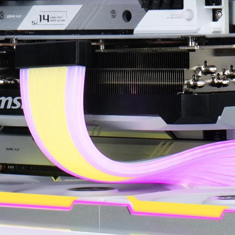 Lian Li Strimer Wireless RGB PSU Extension Cable Bendable Silicone Wire Gen.4th ATX 24Pin 16Pin ,Detachable Soft Silicone