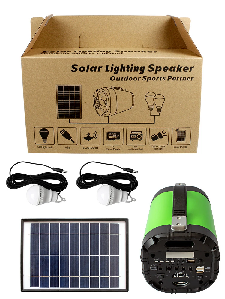 Solar Portable Power Station Energy Storage Battery System LED Emergency Lighting Bluetooth Audio Music Player for Outdoor
