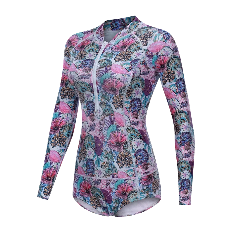 Женская Слитная купальная рубашка с длинным рукавом Rashguard красивый женский купальник UPF 50 + спортивные топы