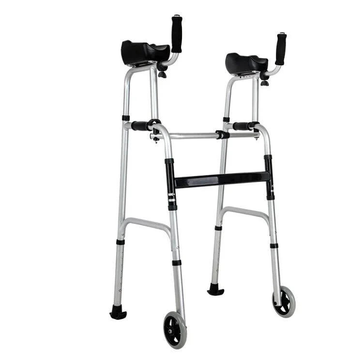 Aluminum Adjustable Folding Walker with Detachable Soft PU Padded Arm Platform