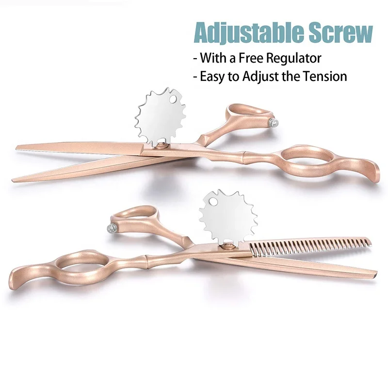 Ready To Ship Professional Salon Barber Hair Cutting Scissors Set 440C Rose Gold Hairdressing Thining Shears 6 Inch