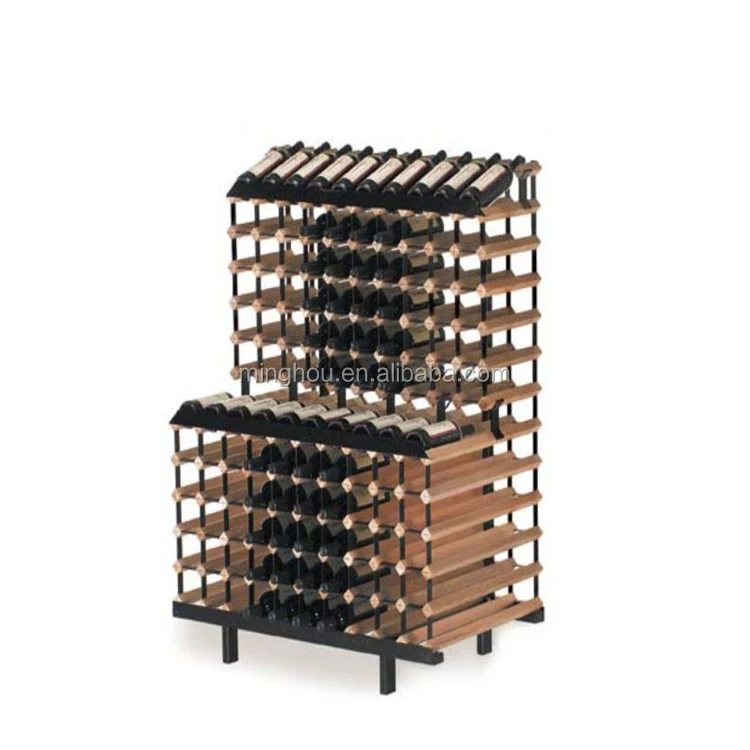 Factory wholesale  modern size  6, 9, 12 Bottles Wine Rack Galvanized Steel Timber Wine Racks for Wine Cellar