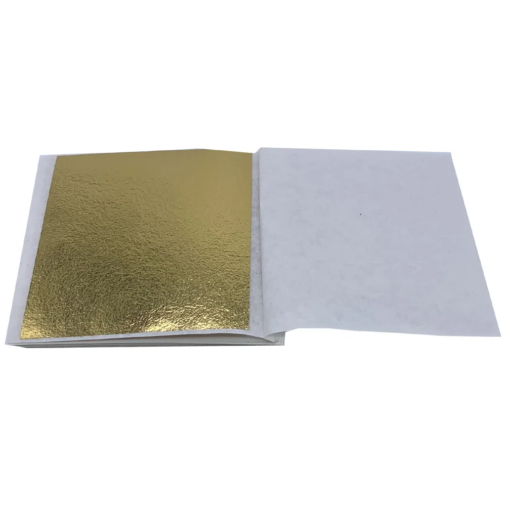 Factory Price 8 X 8.5 Cm 500 Pcs Gilding Wall Crafts Furniture K Gold Taiwan Imitation Gold Leaf Foil Sheets