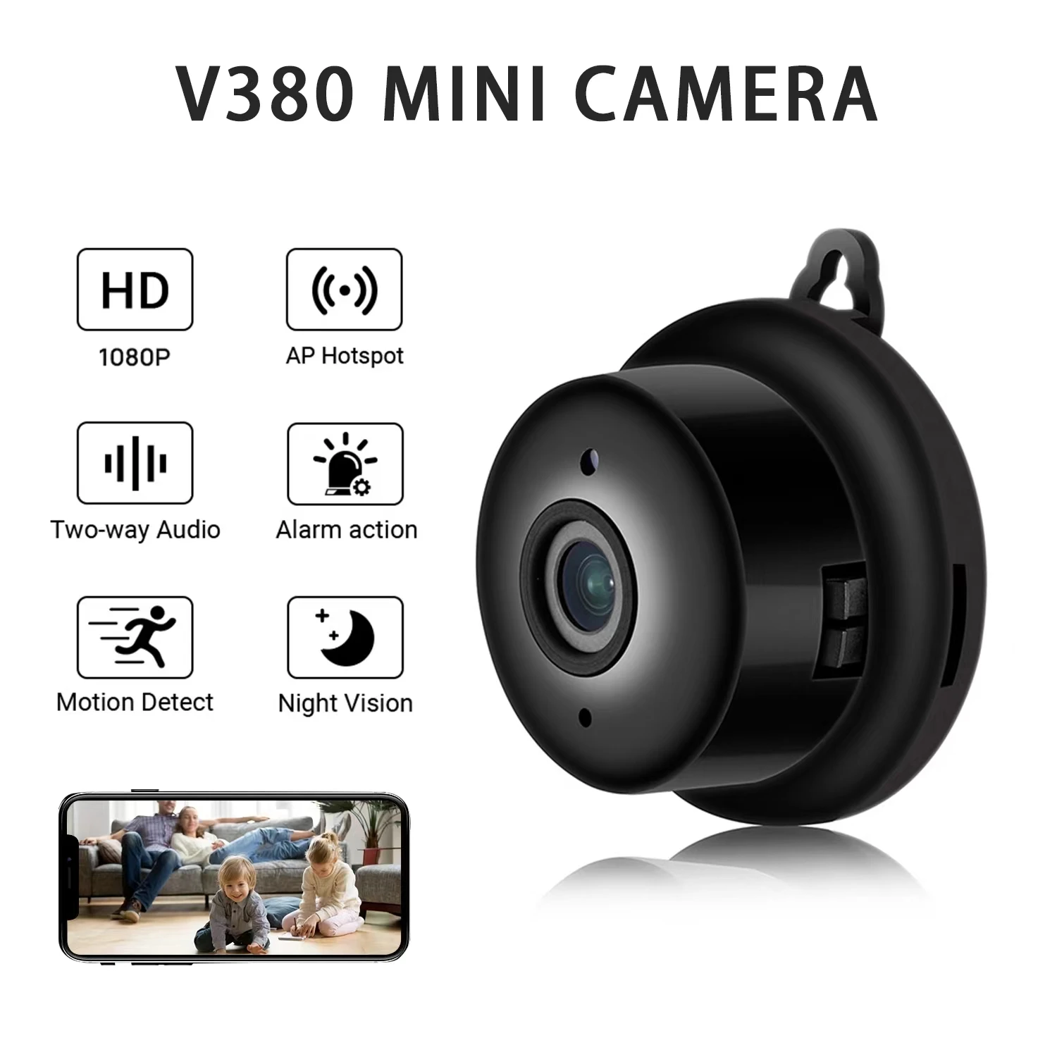 v380pro wifi mini  remote monitoring network 2MP night vision motion detection AP hostpot CCTV Camera home baby security Camera