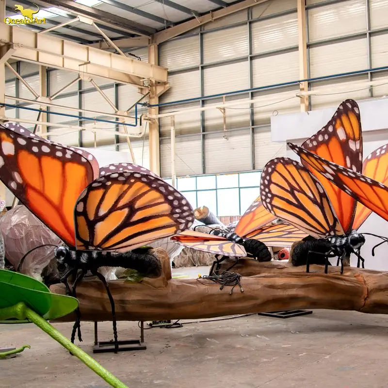 Customize large size animatronic insect butterfly model for amusement park