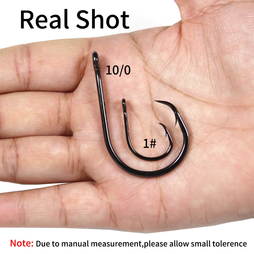 Saltwater Fishing Inline Circle Hook Black Nickel Strong Fishhook 1 1/0 2/0 3/0 4/0 5/0 6/0 7/0 8/0 9/0 10/0