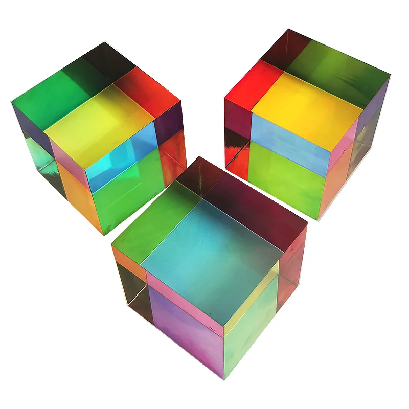 Customization  Square Mixing Crystal Color Cube PMMA Acrylic Magic Prism Cube For Decoration