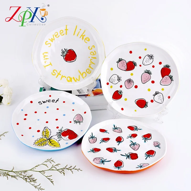 
High Quality cheap porcelain plate Irregular color glazed plate gift porcelain plates 