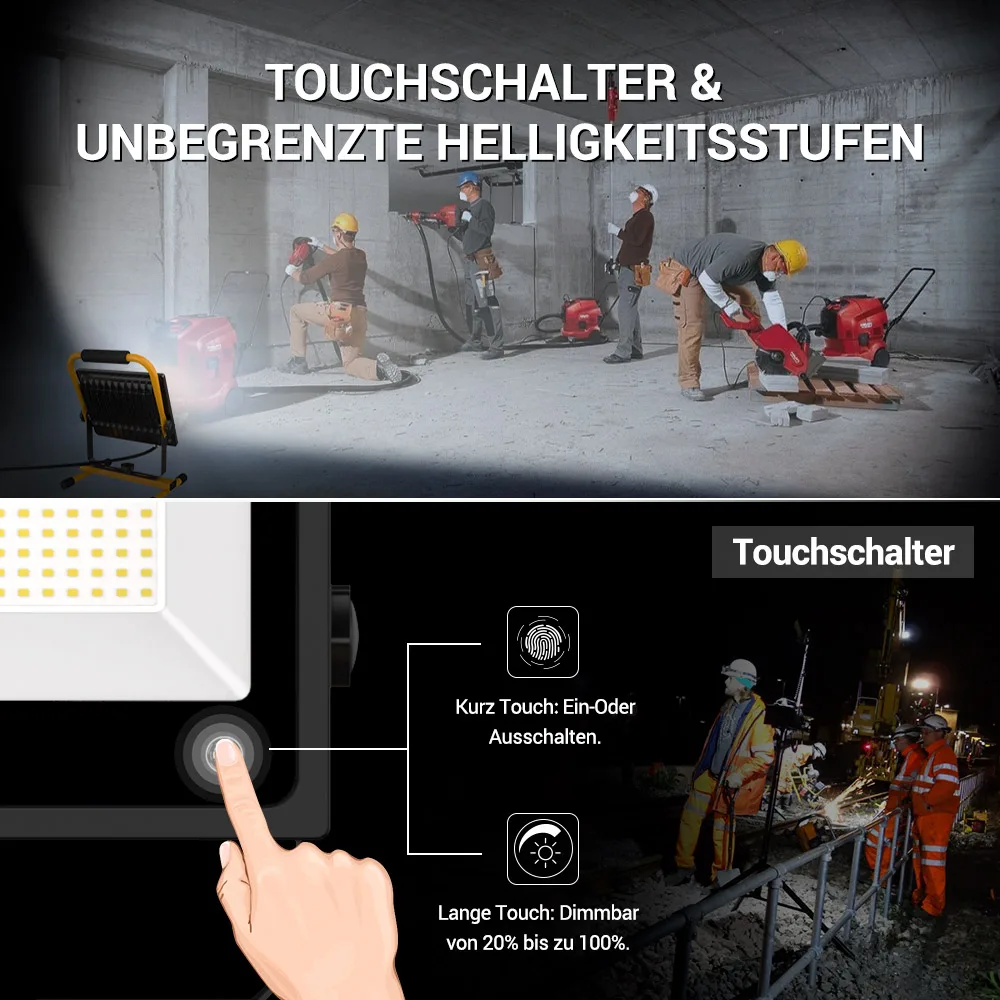 Outdoor portable 60W touch switch waterproof adjustable high power LED work light