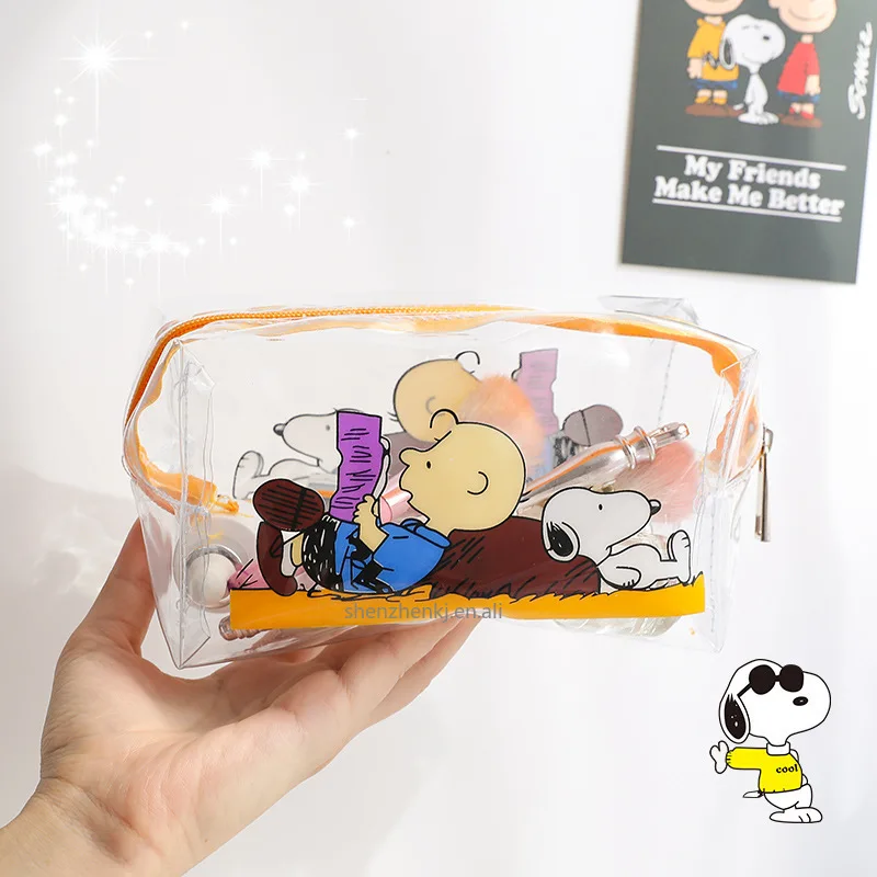 Large Capacity Portable Floral Transparent Pencil Bag Pencil Case Stationery Box