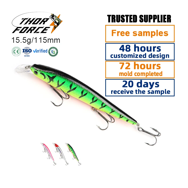 THORFORCE fishing supply suspending minnows 115mm 15.5g pesca saltwater freshwater floating jertbait minnow lures