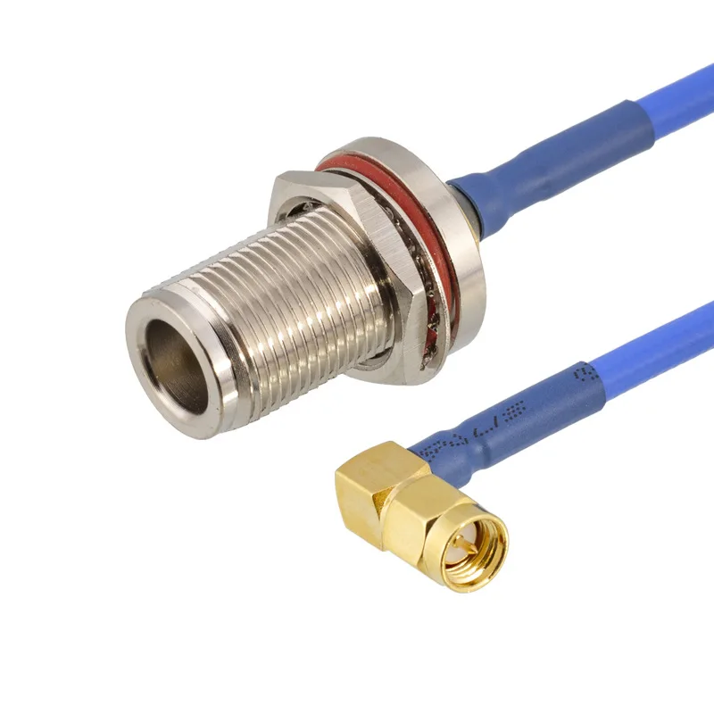 Custom RF Cable Assembly RG141 SS402  N Type Female to RP-SMA Male Coaxial Cable