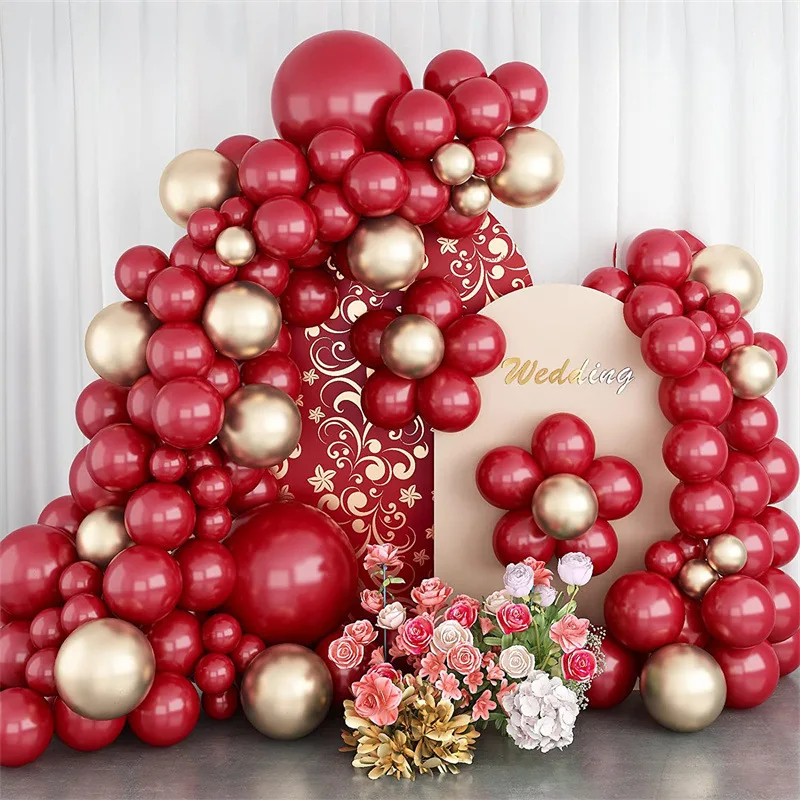 5 10 12 18 red metal rose gold balloon garland bridal shower wedding engagement wedding  party balloons set