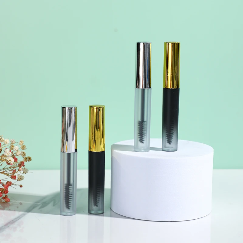 New Product Customized Logo Container PET Matt Black Empty Round Eyeliner Tube Mascara Tube 10ml