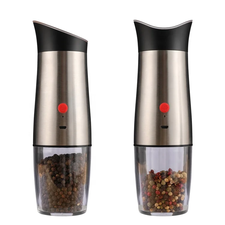 USB Rechargeable Electric Ceramic Gravity Salt and Pepper Grinder Adjustable Coarseness for Spice Grinding