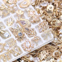 Nails Art Zircon Gold Metal Nails Designers Charms Luxury Flexible Press On Alloy 3d Mixed Nail Art Accessories