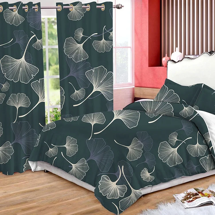 Bindi Ready Made Digital Print Curtain Cloth Living Room 6 Pieces Sheet Set with Curtains