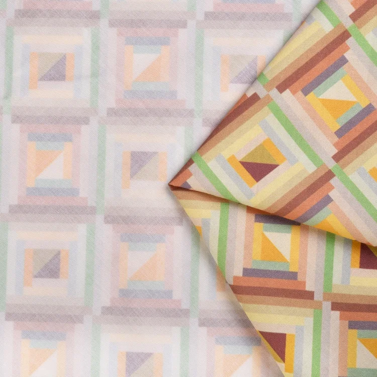 LOW MOQ European Design Geometric Colorful Poplin Woven 60s Cotton Fabric Print For Shirt Clothes