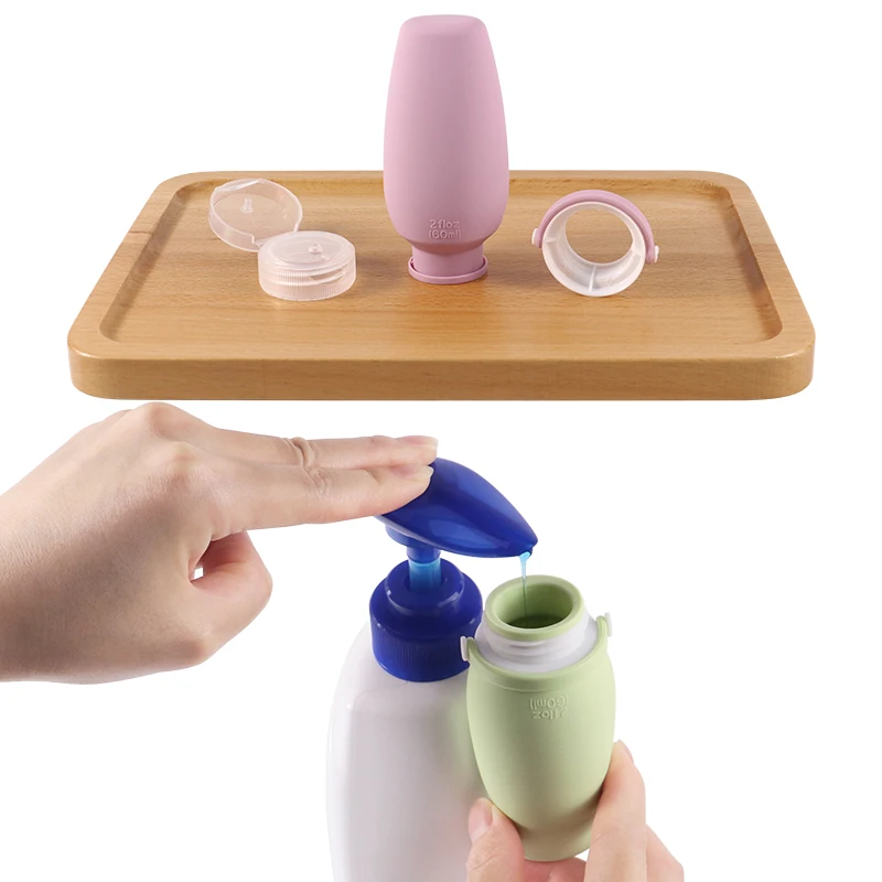 BPA-Free 2 Oz/60ml Portable Travel Silicone Reusable Cosmetic Shampoo Storage Bottles Pet Plastic Travel-sized Toiletries