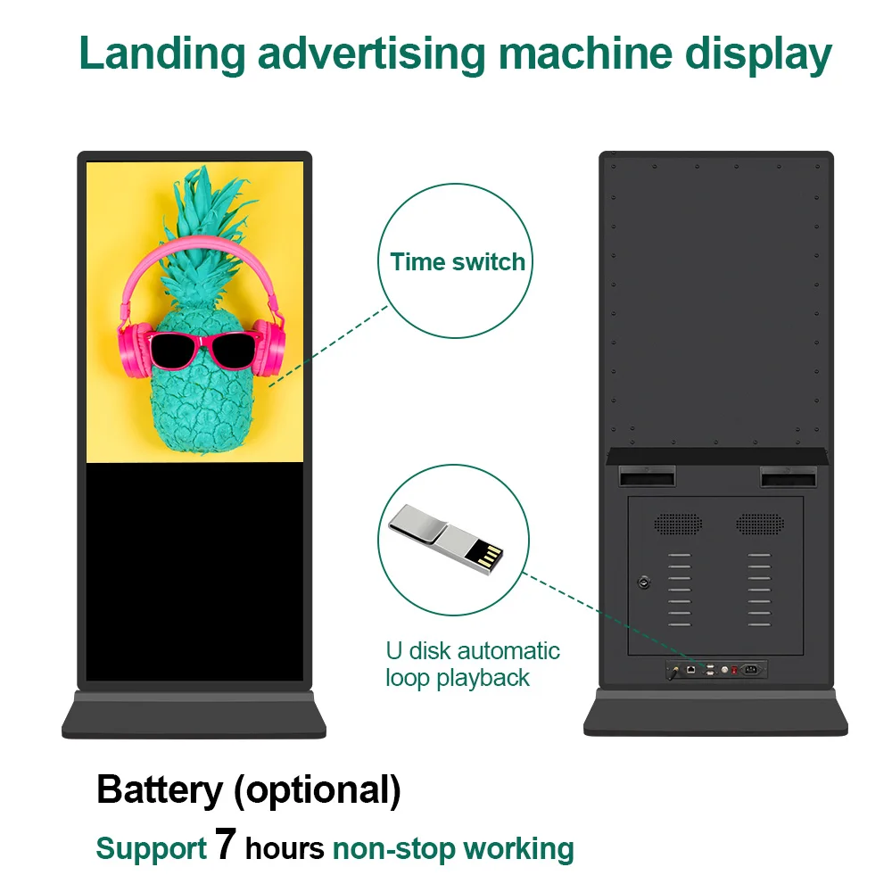 Floor standing advertising video player 43 49 55 inch indoor totem LCD digital signage