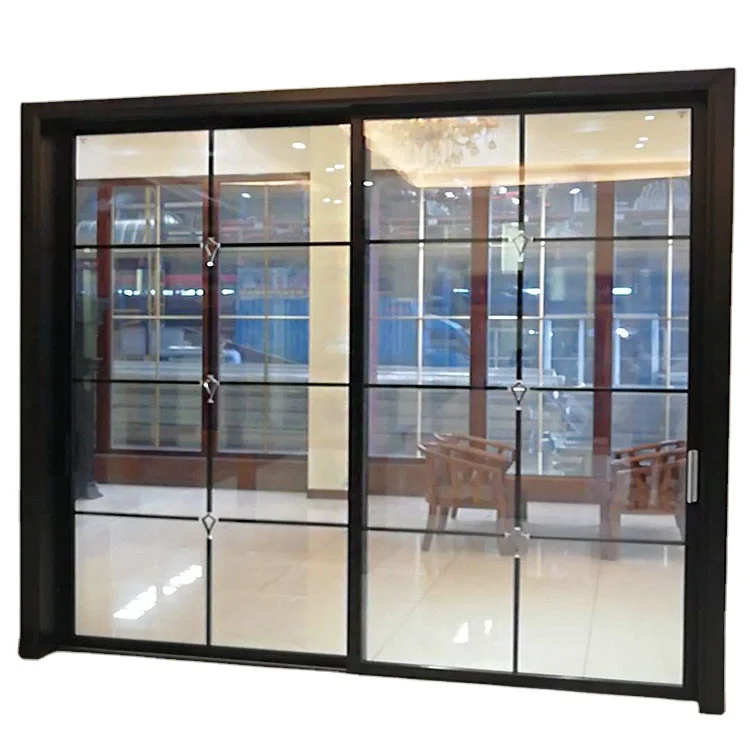High Quality Interior Commercial Narrow Profile Glazing Aluminum Pakistan Multi Door Sliding Window Double Glass With Grills
