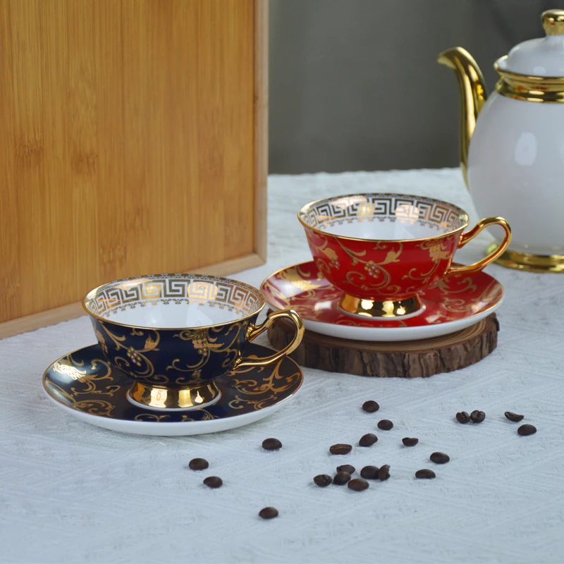 Винтажные фарфоровые золотые кофейные чашки блюдце с индивидуальным логотипом керамическая костяная фарфоровая чайная чашка 200 мл