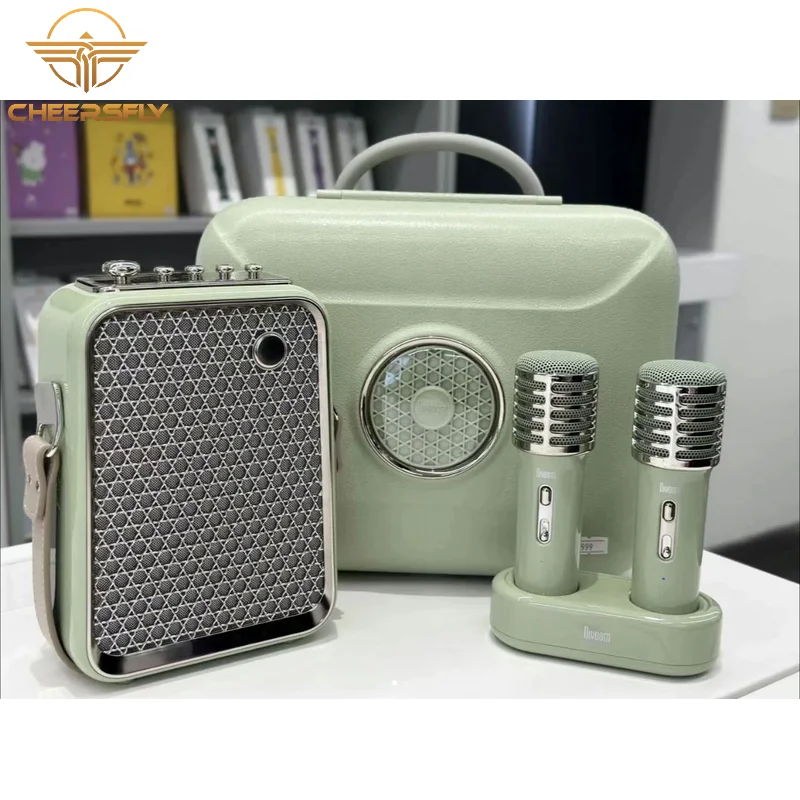 Divoom The East Songbird Blue-tooth Wireless Speaker Home KTV Sound Set Portable Karaoke Audio With Dual Wireless Microphone