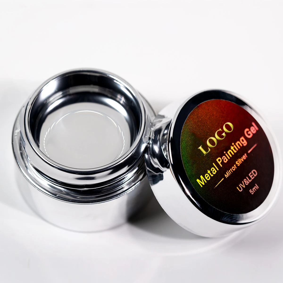 OEM Private Label Super Bright Silver Metal Chrome Gel Paint Color for Nail Art Metal Nail Painting Gel Polish