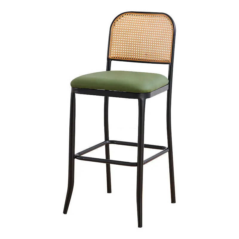 Nordic luxury bar chair wrought iron bar stool custom rattan chair backrest bar chair