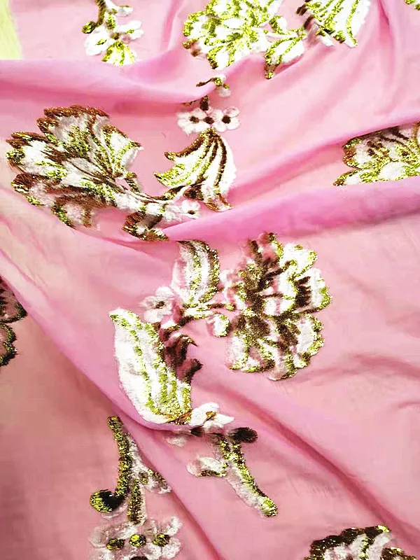 
New Chinese Jacquard Silk Fabric Super Light Soft Transparent Metallic Velvet Soft Silk Velvet Fabric 