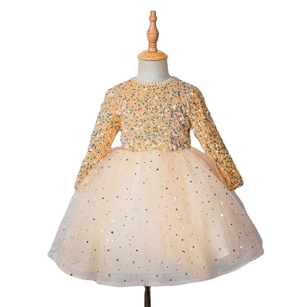 Teenage Girl Yellow Dress Prom Kids Royal Fashion Girls Dresses