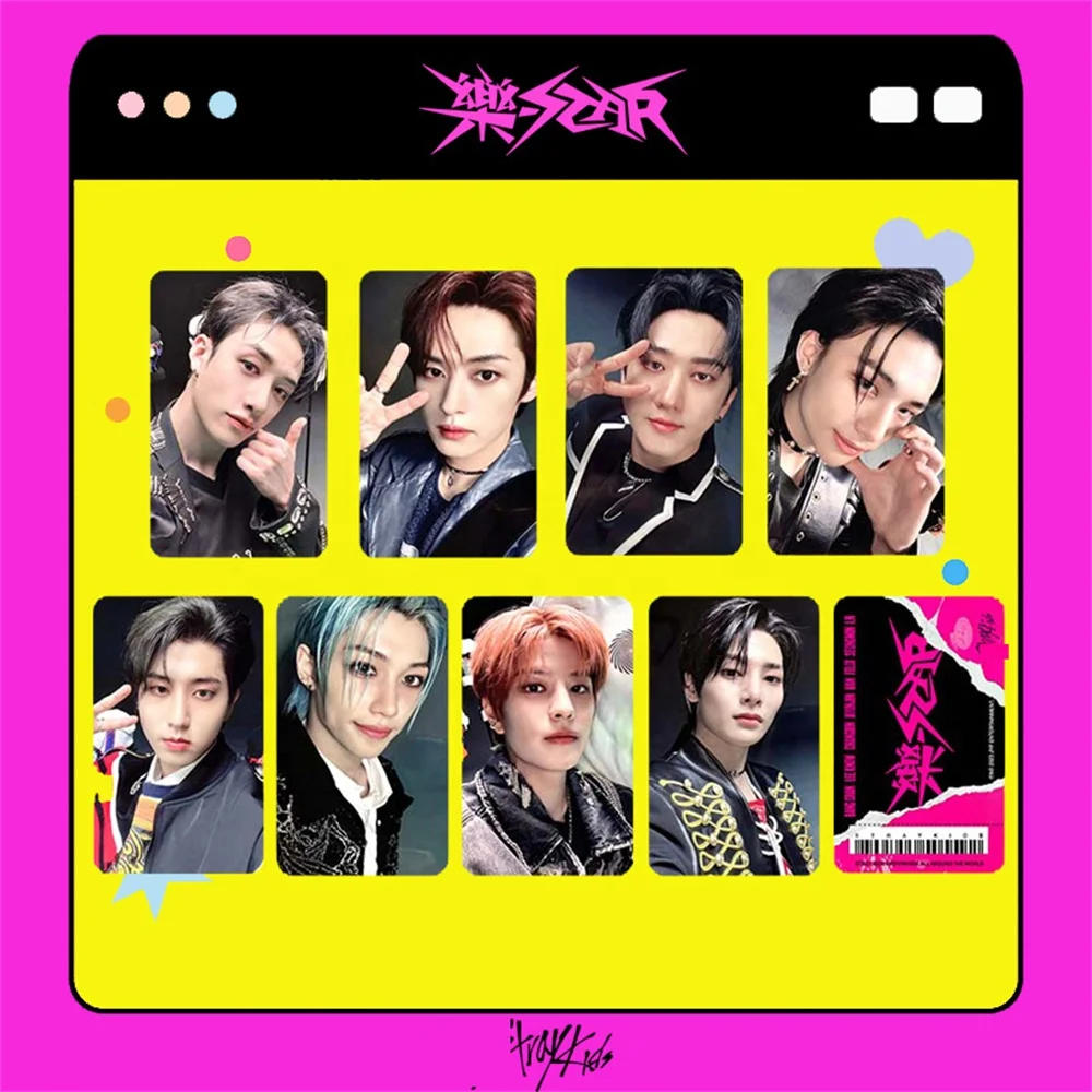 8 sets of KPOP rock star album photo cards for homeless children, double-sided postcards, Leeknow Bang Chan Hyunjin Felix Lomo