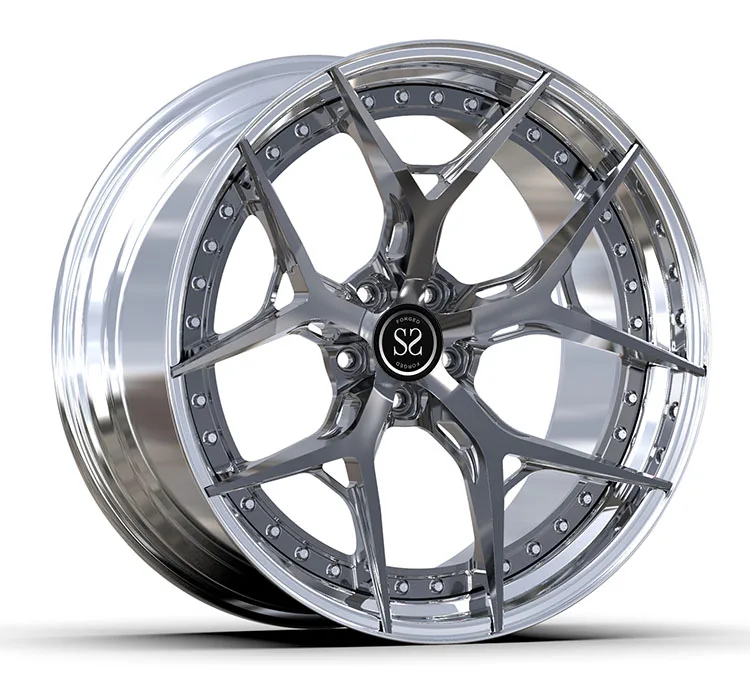 6061-T6 Aluminum Alloy Rims Custom 2-PC Polish Barrel+Gun Metal Disc 5x112 20 21 inches Fit to Audi RS5 B5