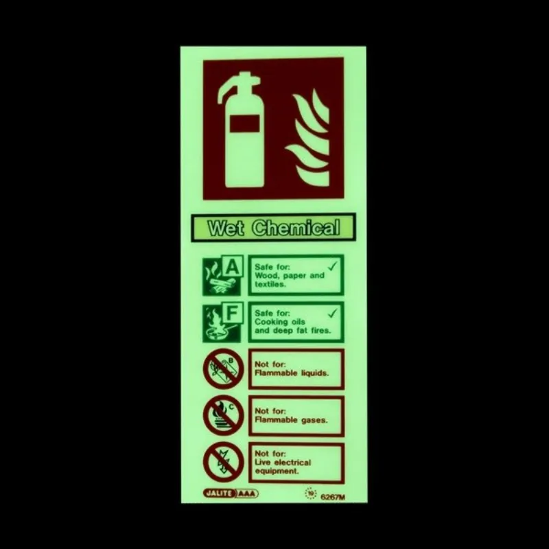Emergency luminous glow in the dark fire safety warning signs