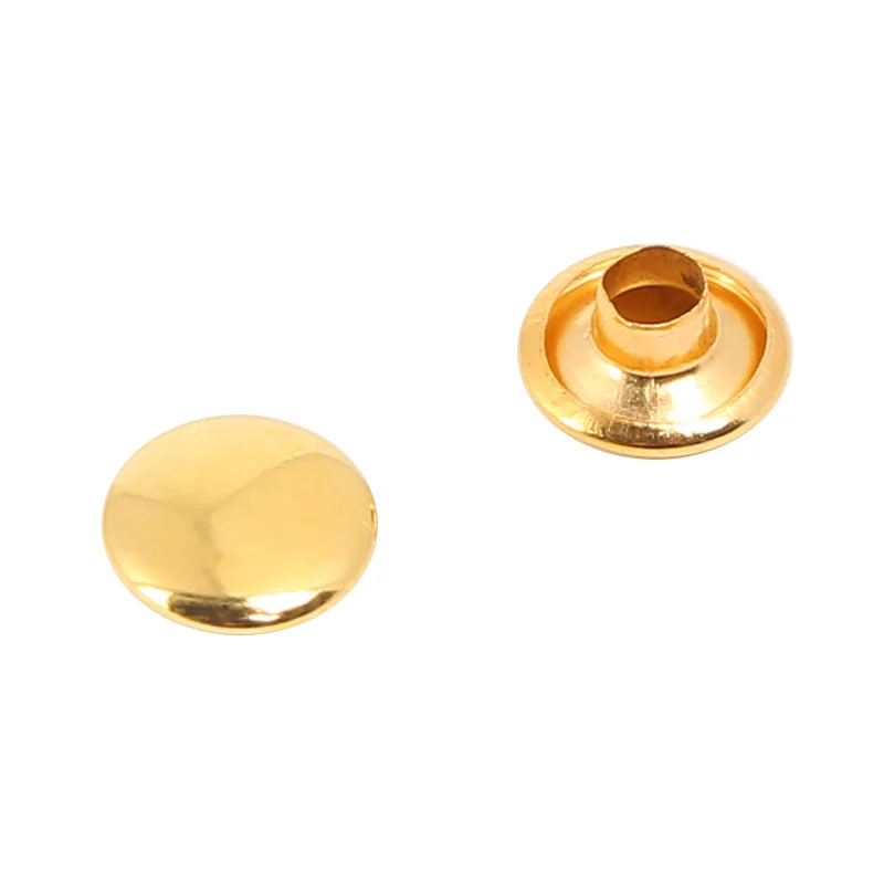 Solid Brass Double Cap Metal Rivet Studs 8mm Mushroom Dome Head Factory Wholesale for Leather Belt Jeans Craft Clothing