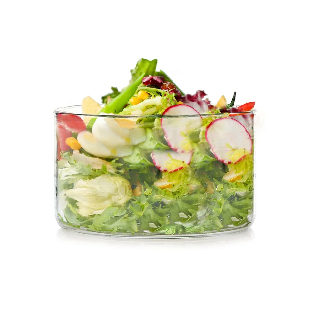 New Multi-function Clear Transparent High Borosilicate Glass Salad Bowls Mixing Bowl Glass Bowls for Kichen Bathroom
