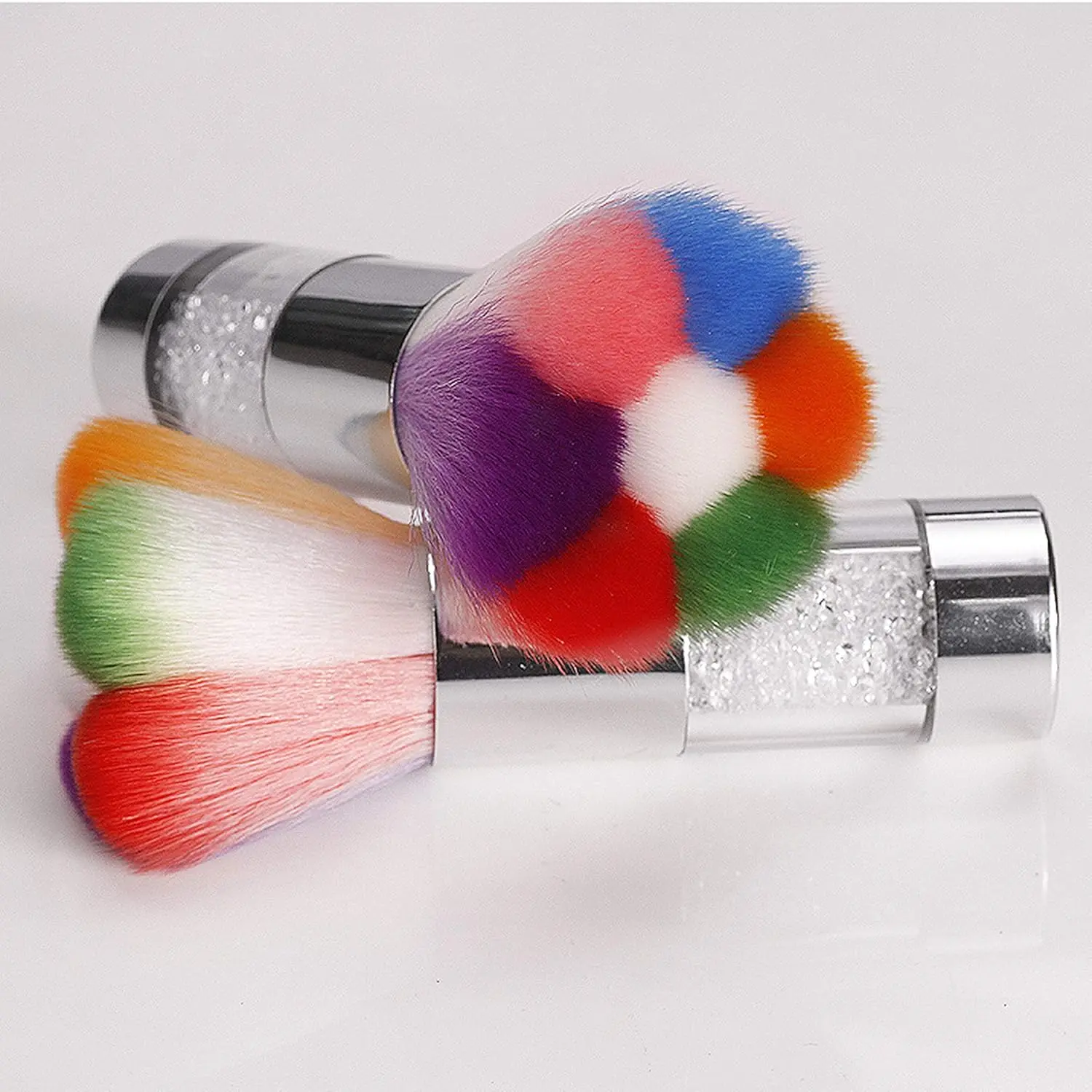 Big size Manicure Colorful Acrylic Crystal Handle Soft Cleaning Dust Nylon Hair Powder Removal Brush