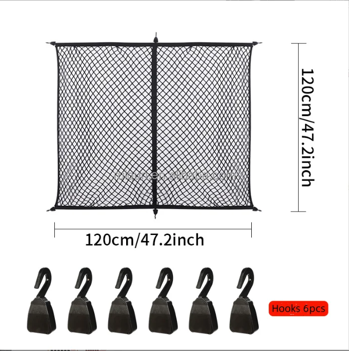 Premium Quality Adjustable Elastic Car Container Cargo Net Mesh for Pickup Truck Bed with Carabiner Hooks
