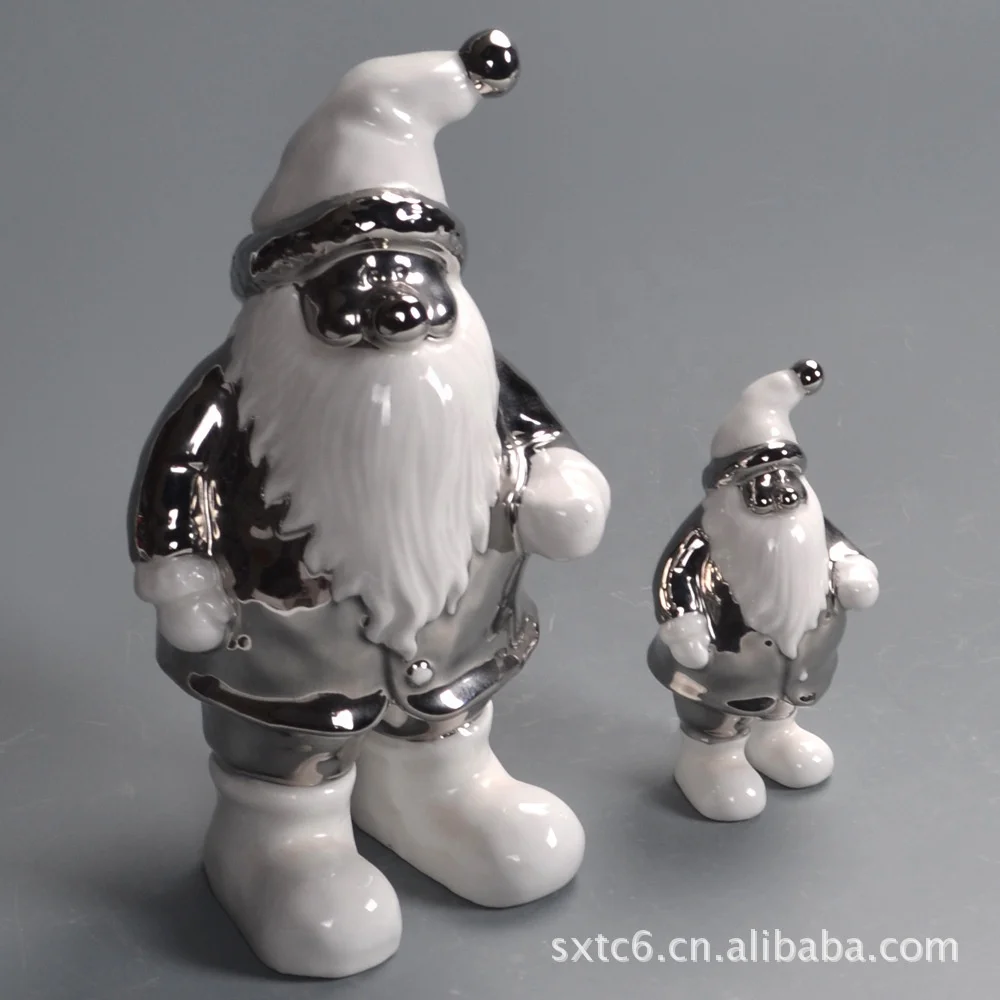 Ceramic Christmas Coloring Titanium plating Craft Desktop Christmas Ornaments Santa Claus Living Room Creative Art Decor