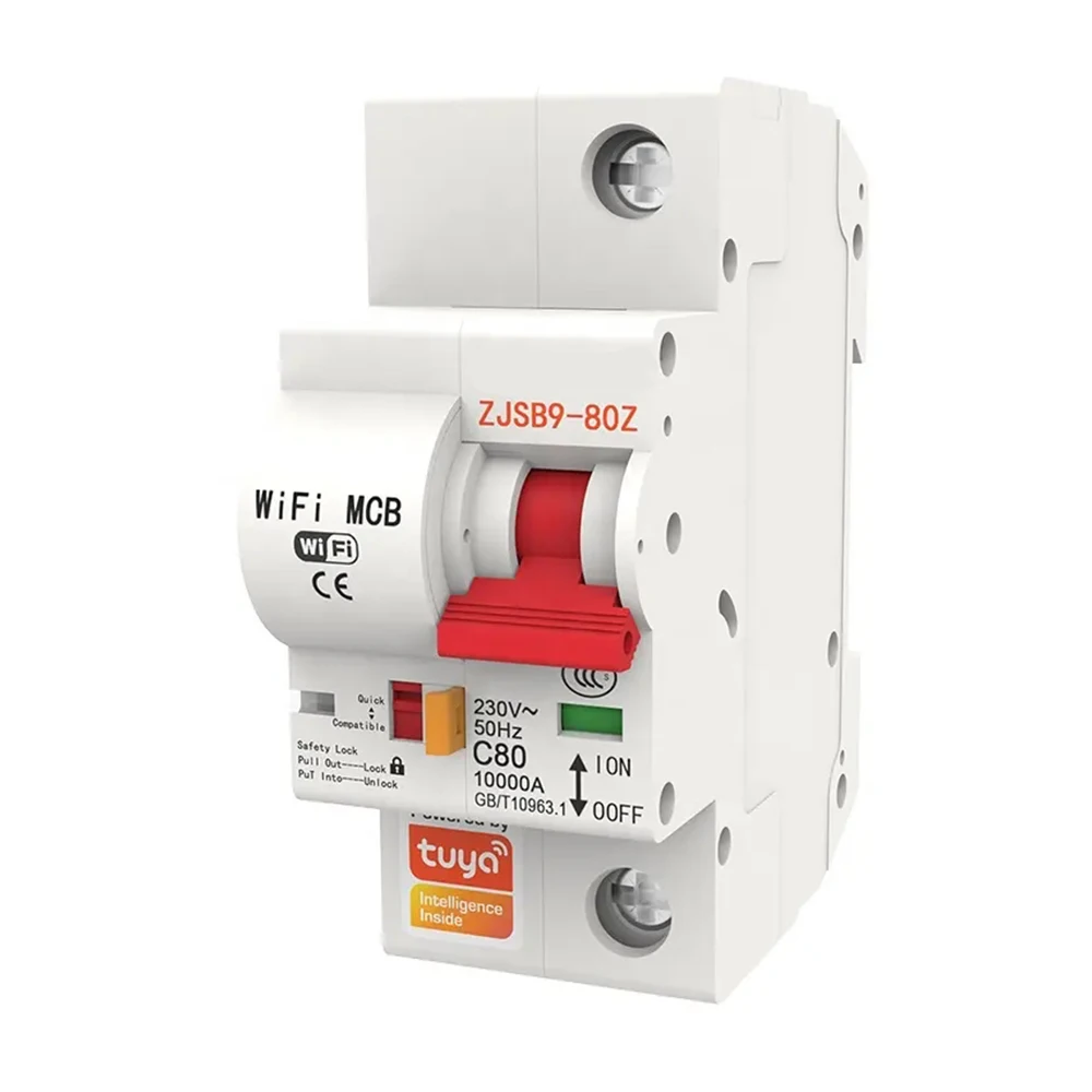 TUYA WiFi Wireless Smart 1P 20A 25A 32A 40A 63A 80A 100A 125A MCB Circuit Breaker for Home Factory