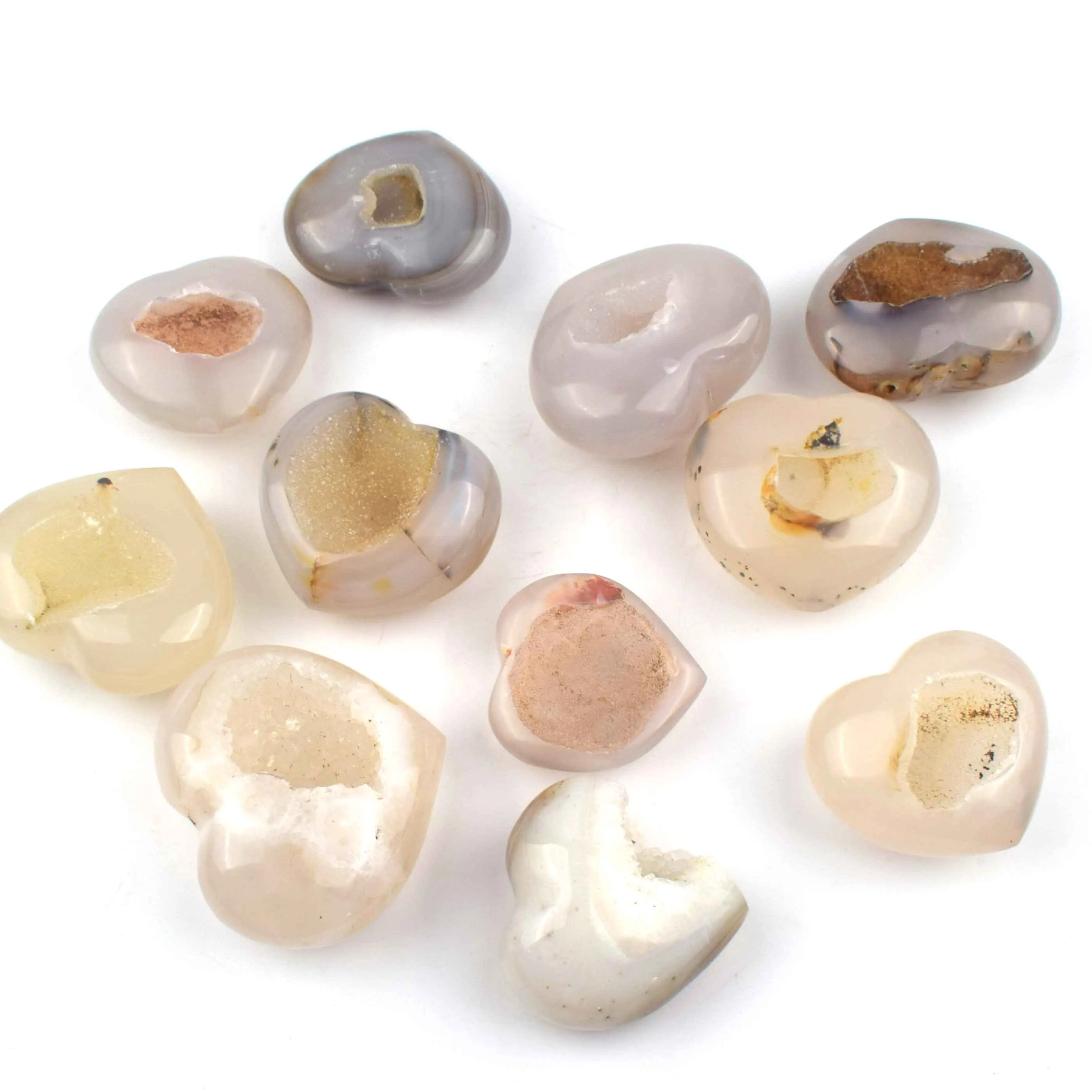 Wholesale Natural Crystals Heart Polished Druze Geode Agate For Decoration