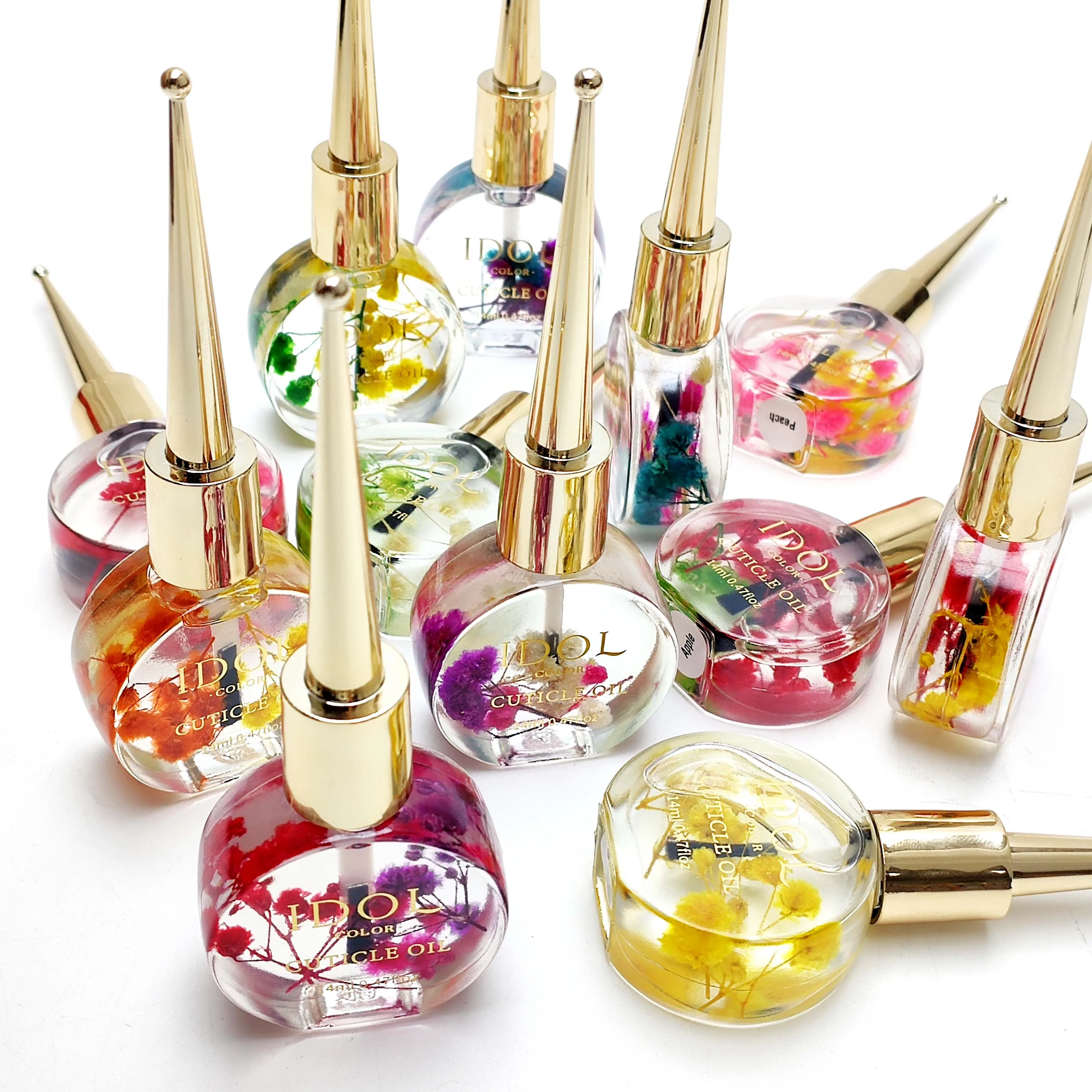 Best Selling Cuticle Oil 12 flavors Nair Care Cuticle Repair Organic Nails Natural Oil Scented Cuticle Oil with Real Flowers