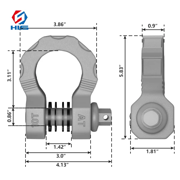Customized G209 10 Ton Galvanized 9/10' and 7/8' Towing Shackle for Cross Country Vehicle