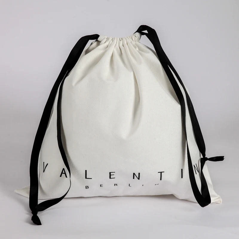 
wholesale recycled plain white cotton canvas drawstring and tote bag with custom design 
