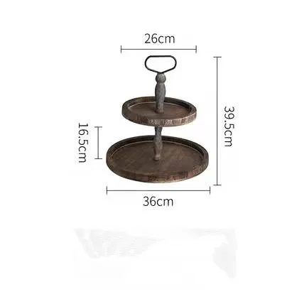 Wholesale customized 2 ply or 3 ply ply acacia wood round tray Crown iron frame Used for home decoration display farmhouse count